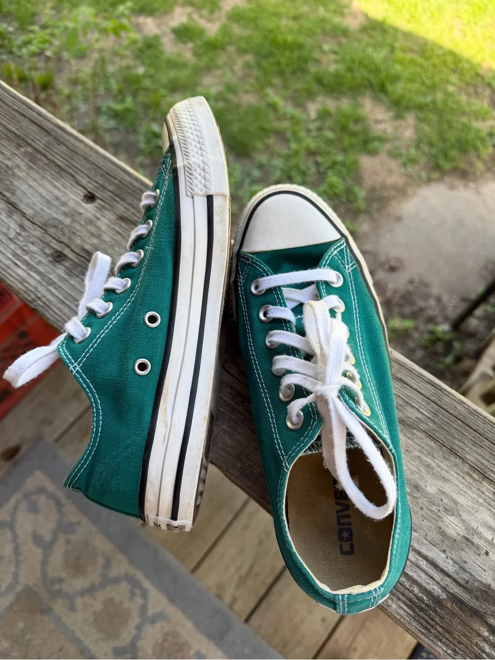 Converse Low-Top Canvas Sneakers in Green - Picture 2 of 4